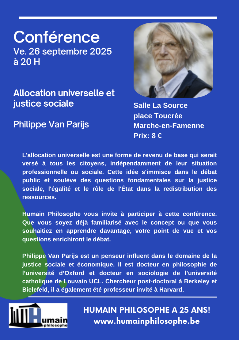 image activité Philippe Van Parijs, une conférence sur l’allocation universelle et la justice sociale.